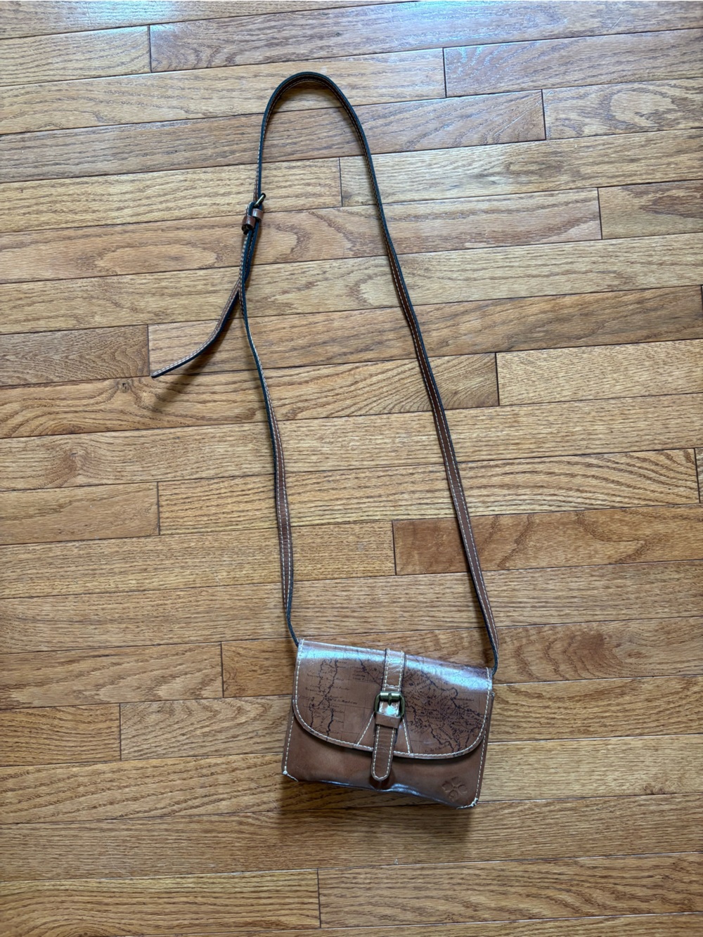Patricia Nash Brown Leather Crossbody Bag with Buckle Detail